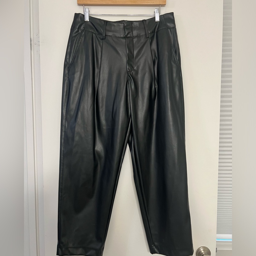 Faux leather crop trouser